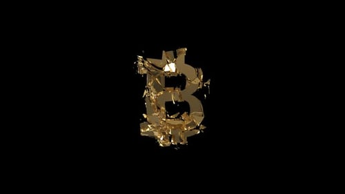 Golden Bitcoin Symbol Shattering Animation
