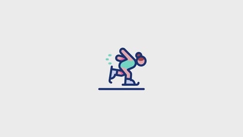 Animated Ice Skater Icon in Flat Design Style