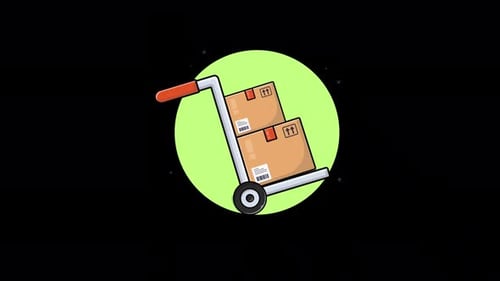 Animated Logistics Delivery Hand Truck with Boxes