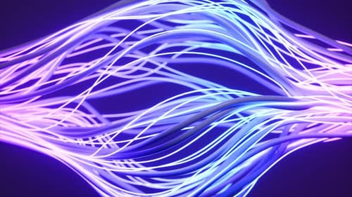 Abstract Wavy Glowing Lines of Data Flowing in Digital Space