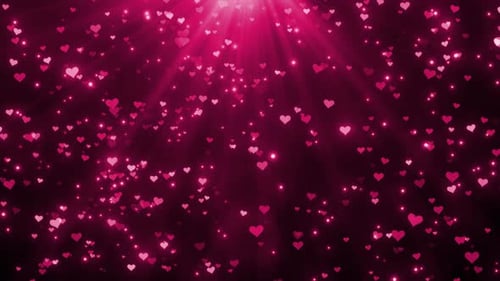 Romantic Pink Falling Hearts Particle Loop Background