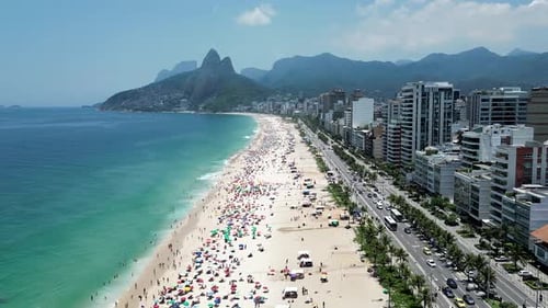 Ipanema Beach At Downtown Rio De Janeiro In Rio De Janeiro Brazil. Travel Destinations. Tourism Scen