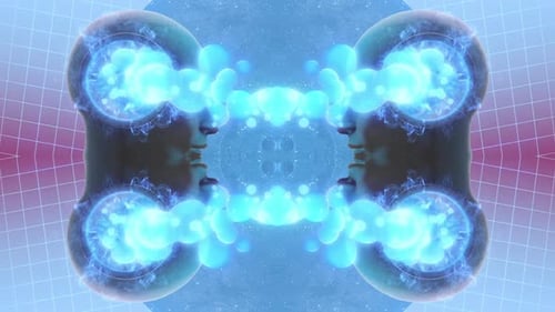Abstract Blue Energy Transfer Between Minds Animation