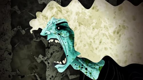 banshee ghost woman unleashing a supersonic scream in the forest