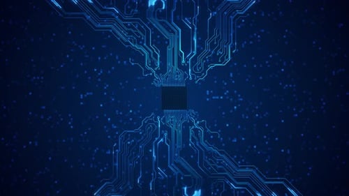 Glowing Blue Circuit Board Digital Technology Background Loop