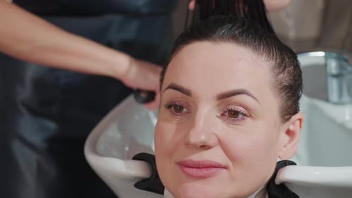 Serene Salon with Soothing Water Calm Hair Care Session in Peaceful Spa Relaxing Hair Treatment Amid