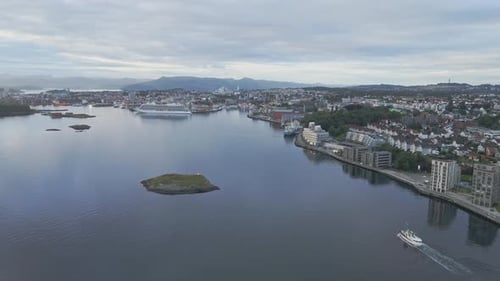 Approaching the bustling coastline of Stavanger Norway