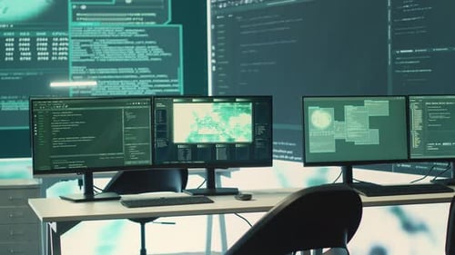 Empty Cyber Operations Center for Governmental Hacking and Threat Detection