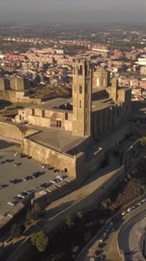 Aerial View of La Seu Vella Cathedral in Lleida