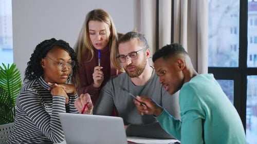 Office Workers Creative Team are Talking Then Doing Highfive Hand Gesture Working Together Around