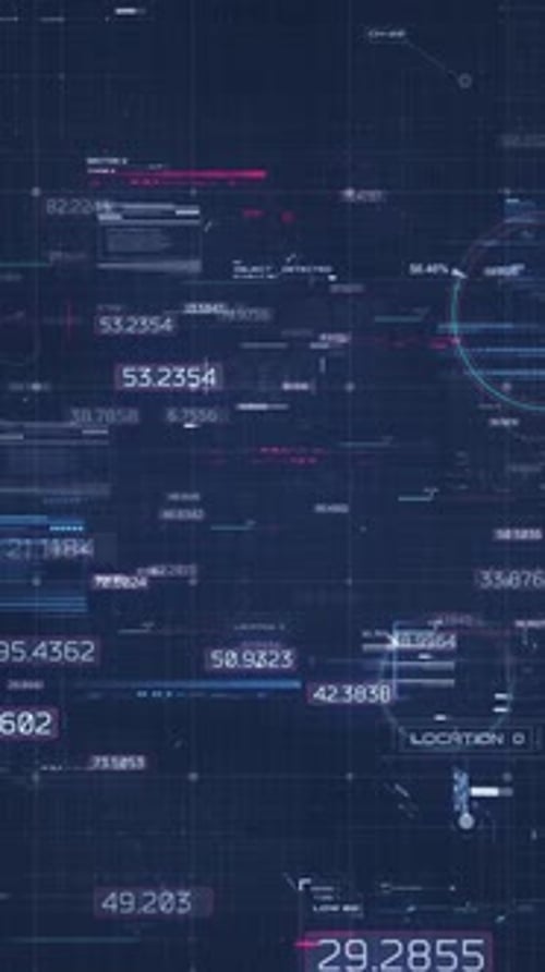 Vertical Video Futuristic Loop Background with HUD Elements