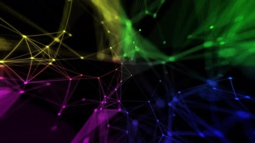 Pink Blue Yellow Green Wavy Template with Colored Lines and Glitter Dots