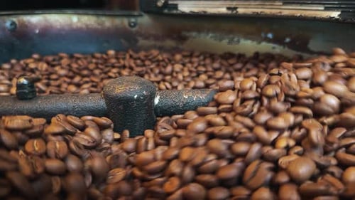 Coffee Beans Roasting Inside Production Machine