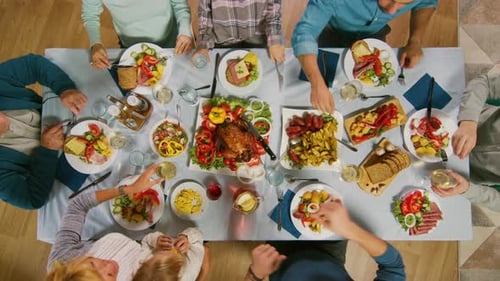 Family Celebration Meal at Home From Above