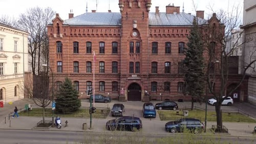 Aerial View of Ornate Building and Cityscape