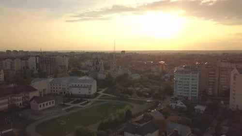 Top Aerial View of Residendial Area in a City