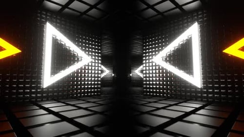 Orange And White Neon Tunnel With Space Construction Background Vj Loop In HD