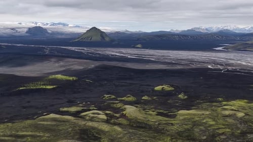 Aerial view of highlands landscape, Iceland.