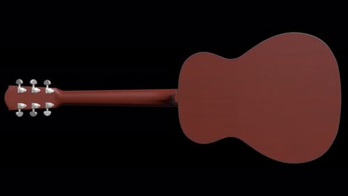 Rotating Wooden Acoustic Guitar 3D Model Animation