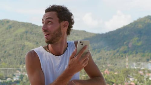 A Young Man Emotionally Tells the Interlocutor About His Whereabouts Inspired By the Beautiful