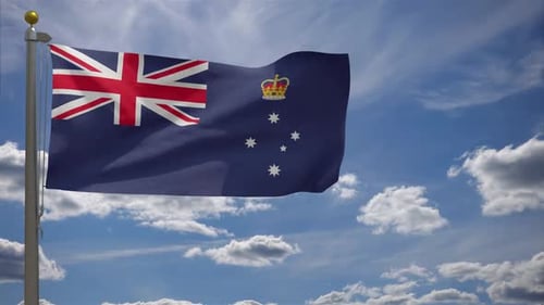Waving Australian Colonial Flag on Clear Sky Background