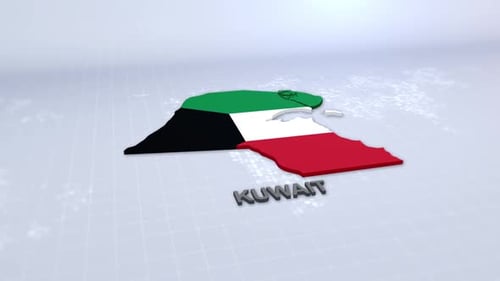 Kuwait Flag Map 3D Animation