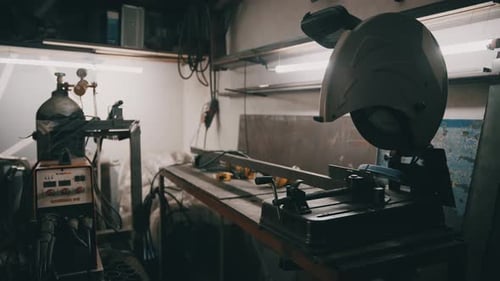 Interior of a workshop with machines and equipment