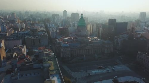 Aerial View of the City of Buenos Aires Congress Building Argentina
