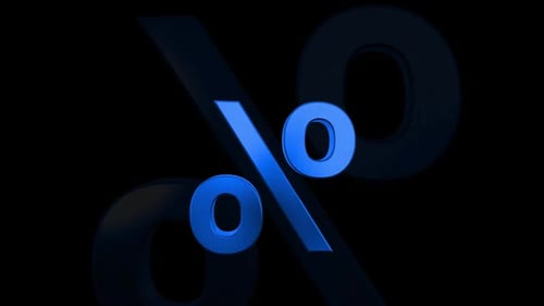 Blue Percent Sign 3d Loop Animation