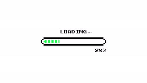 8-Bit Retro Pixel Art Loading Bar Progress 0 to 100