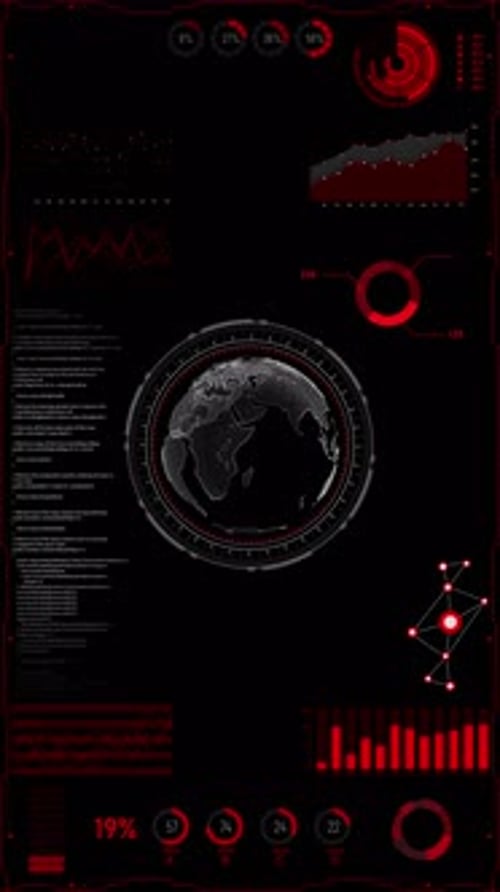 Global Network Business Connection Hitech HUD Circles World Map Point and Line Composition Hologram