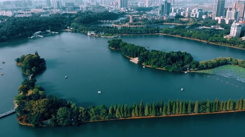 Aerial View Of The Lake Park