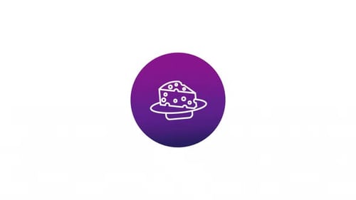 Minimalist Cheese Icon Line Art Animation