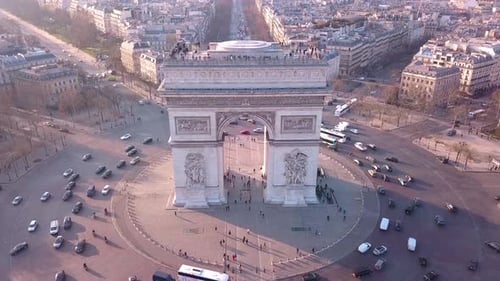 Arc de Triomphe Paris by drone in 4k