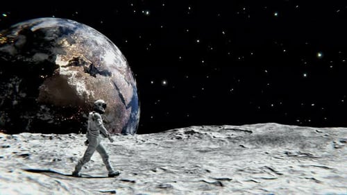 Happy Astronaut on the Moon Surface Loop Animation Satisfying Video