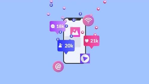 Modern 3D Smartphone with Accumulating Social Media Notifications