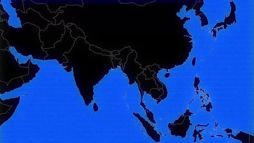 Animated Digital World Map with Country Highlight and Grid