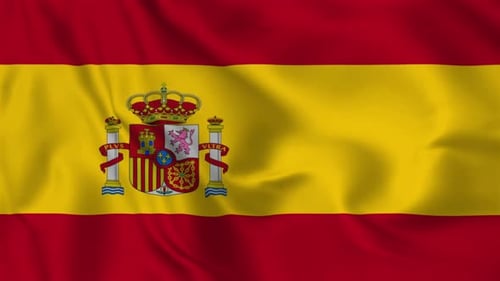 Seamless Loop of Waving Spanish Flag with Coat of Arms