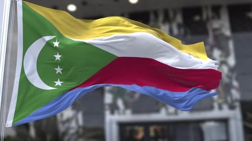 Comoros Wavy Flag In The Wind Waving Official Flag 4K