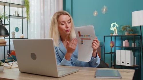 Woman Working from Home on a Video Call
