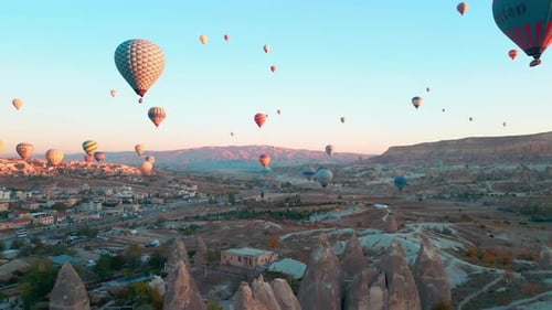 Hot Air Balloon Flight Festival in Aerial View Outdoors