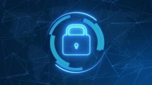 Neon Digital Security Padlock Loop Animation