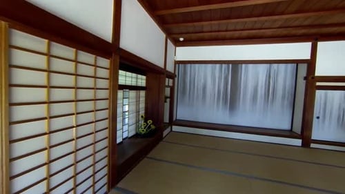 Traditional Japanese House Interior With Garden View
