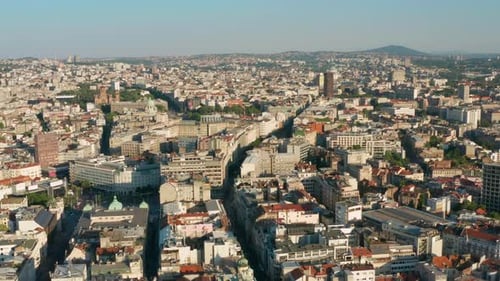 Panoramic View Of The City Landscape Of Downtown Belgrade In Serbia. aerial