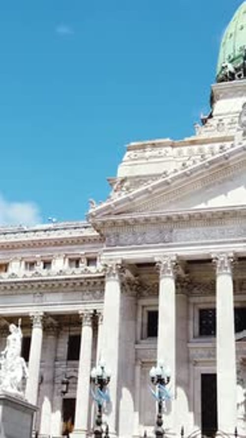The National Congress Building in Buenos Aires. Panning shot.