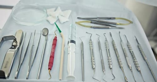 Dental Tools Laid Out Ready for Procedure