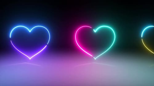 Glowing Neon Hearts Seamless Loop Background Animation