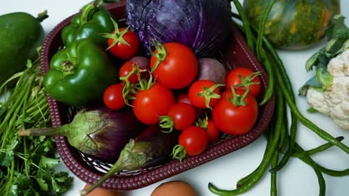 Vegetables Assortment on White Surface