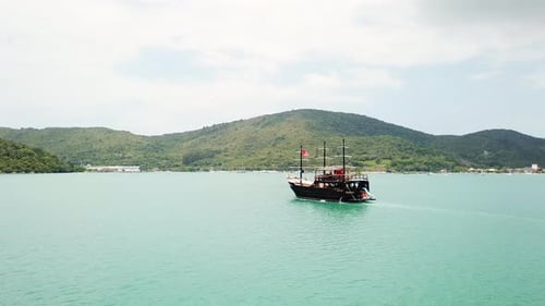 Pirate ship at the sea