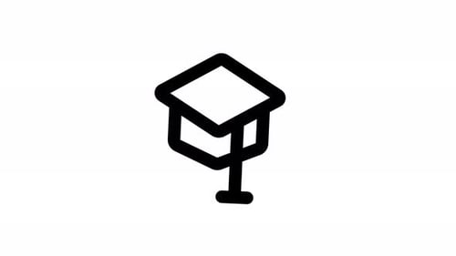 Minimalist Line Art Graduation Cap Icon Animation